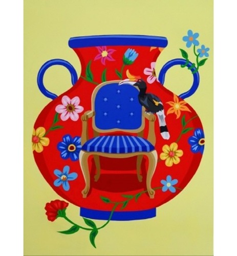Red vase with Blue chair - Britty Em
